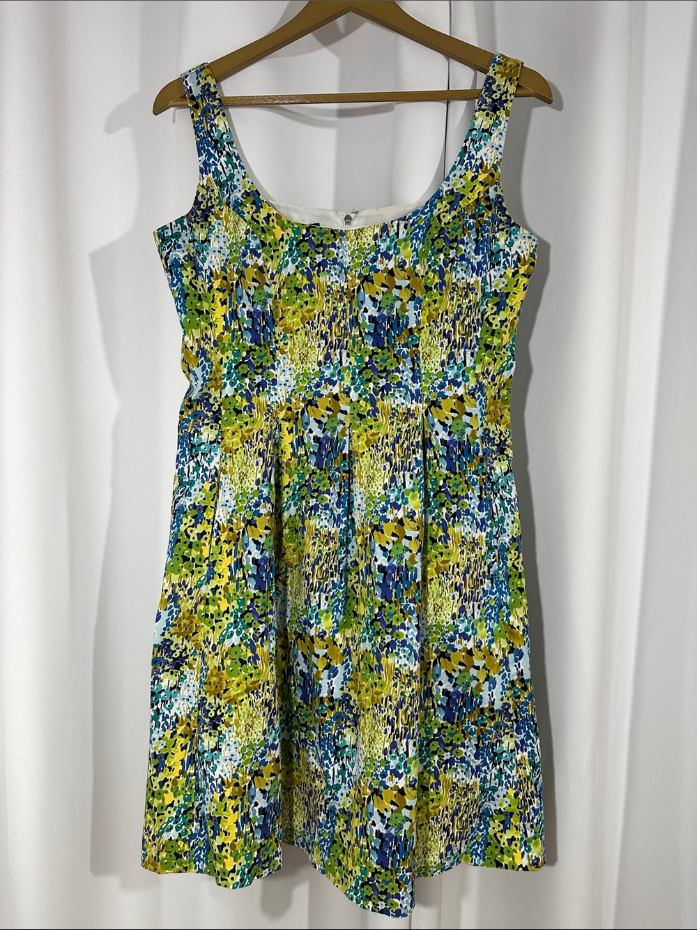 Nine West Abstract Floral Fit & Flare Dress Size 8 Cotton Stretch Sleeveless
